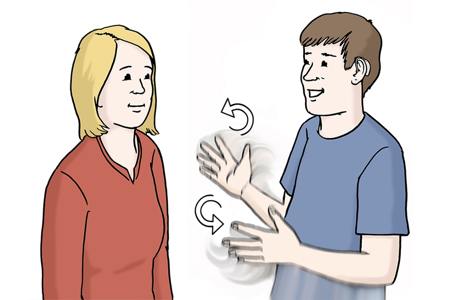 Gebärden-Sprache (Quelle:Lebenshilfe für Menschen mit geistiger Behinderung Bremen e.V., Illustrator Stefan Albers, Atelier Fleetinsel, 2013) Gebärden-Sprache (Quelle:Lebenshilfe für Menschen mit geistiger Behinderung Bremen e.V., Illustrator Stefan Albers, Atelier Fleetinsel, 2013)